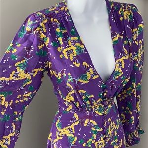 Saloni Purple Floral Violet Sweet Peas Dress